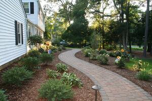 Paver Walkway with Landscaping and Lighting
