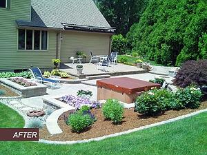 Multi-Level Paver Patio with Hot Tub