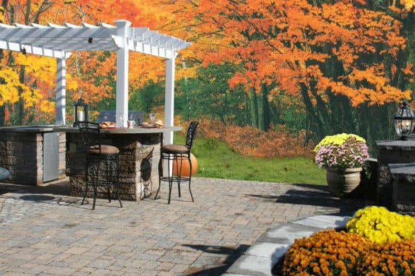 Outdoor Kitchen and Bar with Pergola