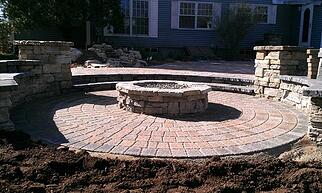 Fire pit on Multi-level Paver Patio
