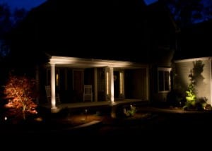 Low Voltage Lighting on the Pillars on the Front of the House