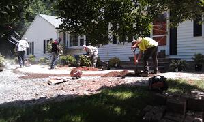 Paver Sidewalk and Front Landscaping install