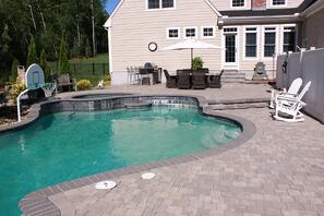 Paver Pool Patio with Outdoor Kitchen
