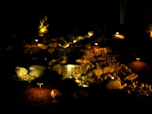 Large Pondless Waterfall at night Large Pondless Waterfall at night