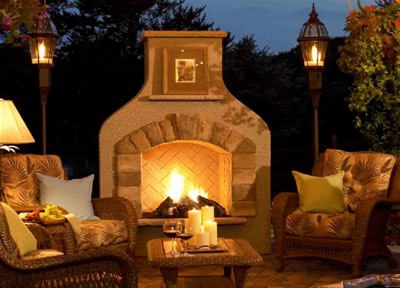 Outdoor Fireplace at night