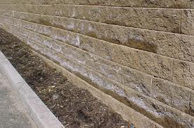 Retaining wall with efflorescence.