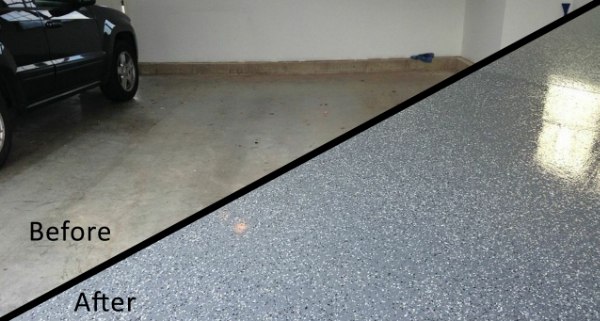 concrete floor coatings before and after protective coating has been applied
