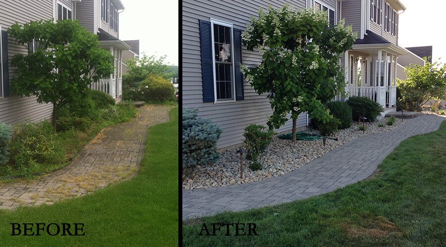 Before-After shale grey walkway cleaned and resanded