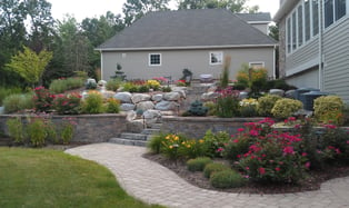 Landscaping Complementing Paver Patio, Walkway and Retaining Wall