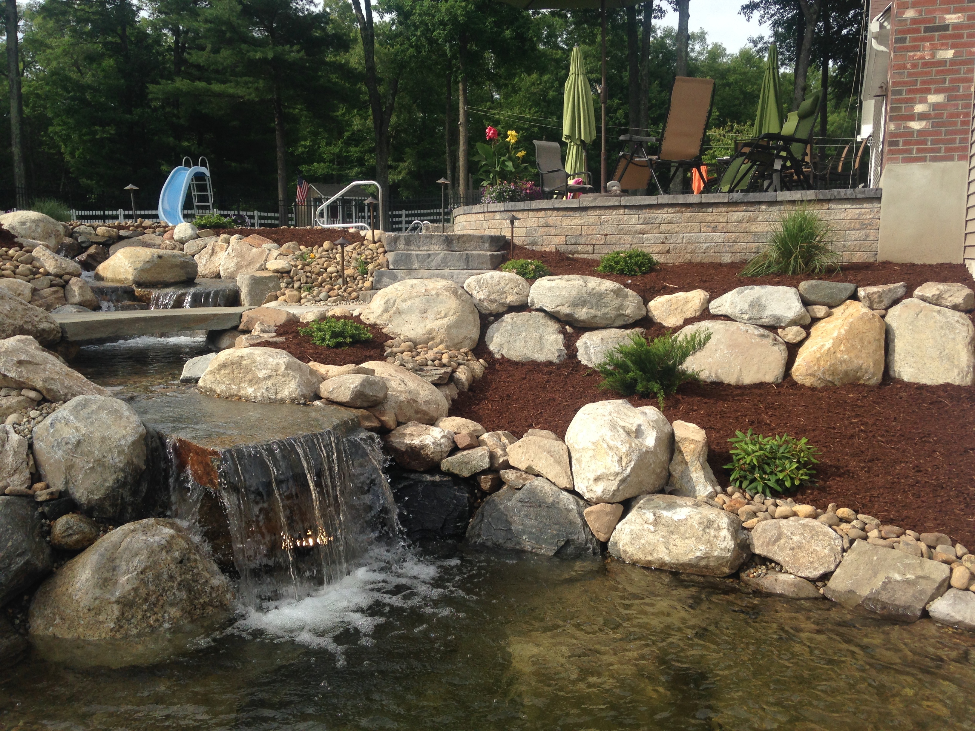Bahler Brothers water feature with stream
