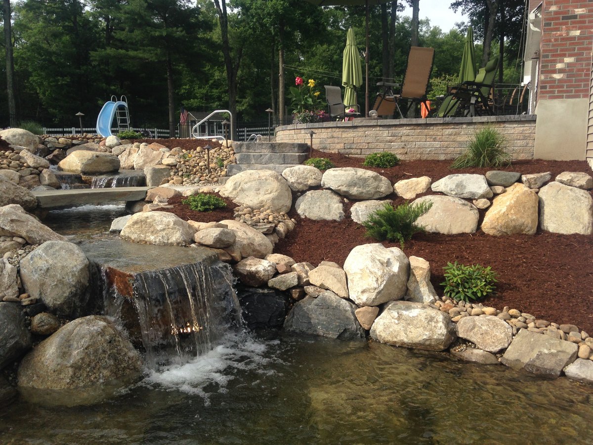 Bahler Brothers water feature with stream