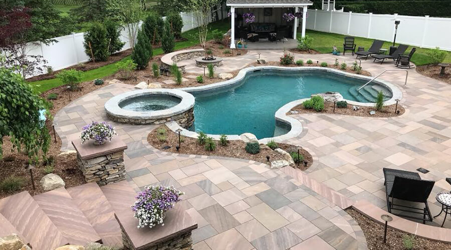 Natural stone can be used for steps, walls and patios