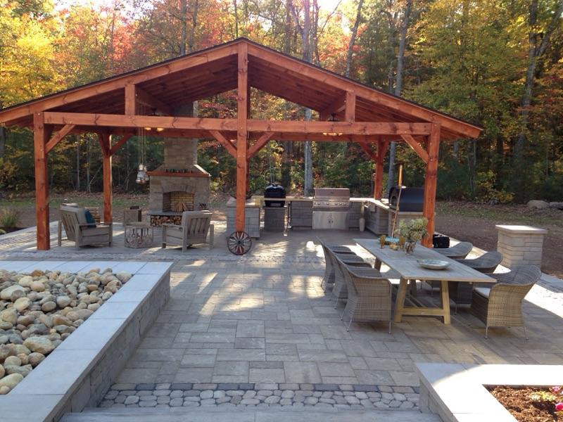 Beautiful outdoor patio with paver stones and paver sand