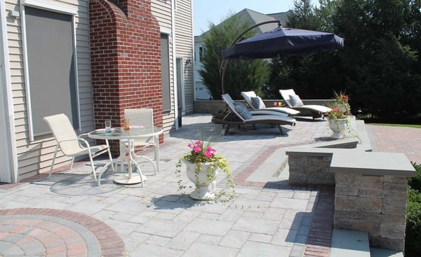 Raised patio with paved sun deck